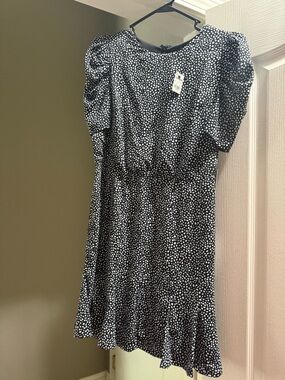 Express Black and White Polka Dot Midi Dress